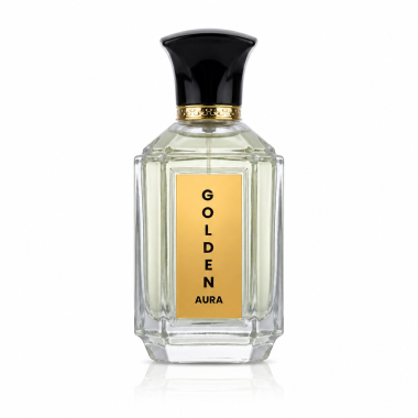 Golden Aura perfume bottle by Abhaq Fragrance — fruity floral caramel and amber perfume