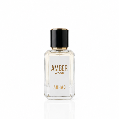 Amber Wood perfume bottle by Abhaq Fragrance — saffron amberwood and oakmoss resinous fragrance