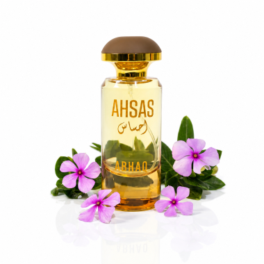 Ahsas perfume bottle by Abhaq Fragrance — jasmine tuberose and Rangoon Creeper floral fragrance